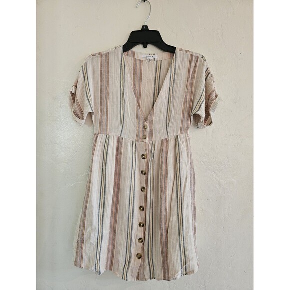 O’Neil Women’s Size XS Reagan Striped Button Dress Summer Flowy Lightweight - Picture 1 of 7